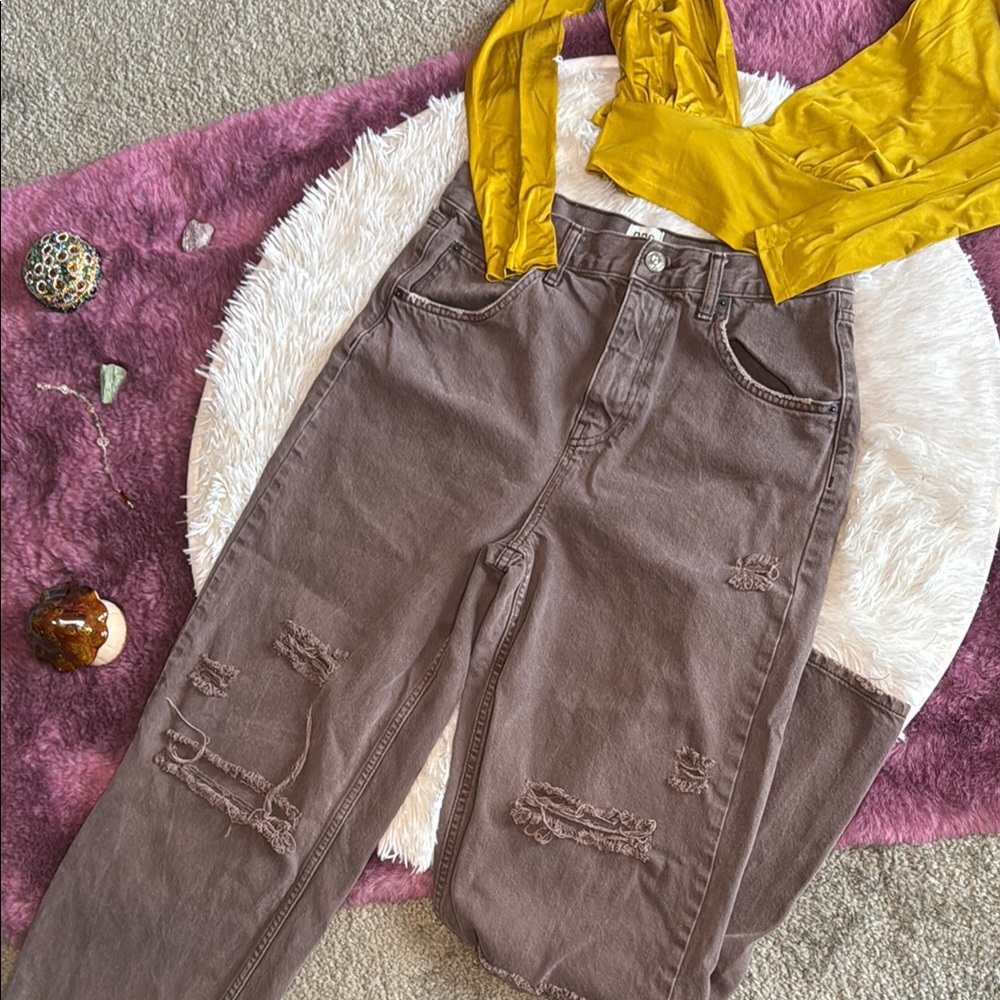 BDG Distressed Brown Boyfriend Jeans